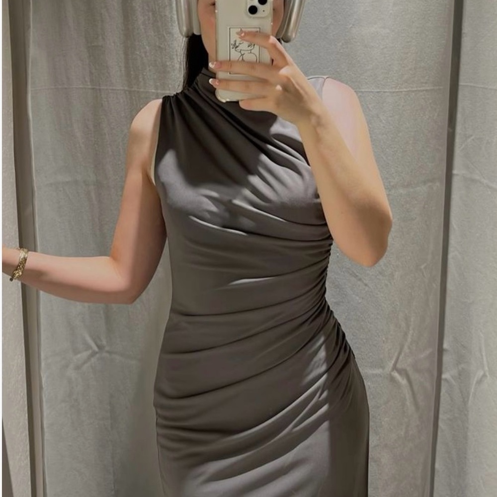 Chic One Shoulder Gray Dress